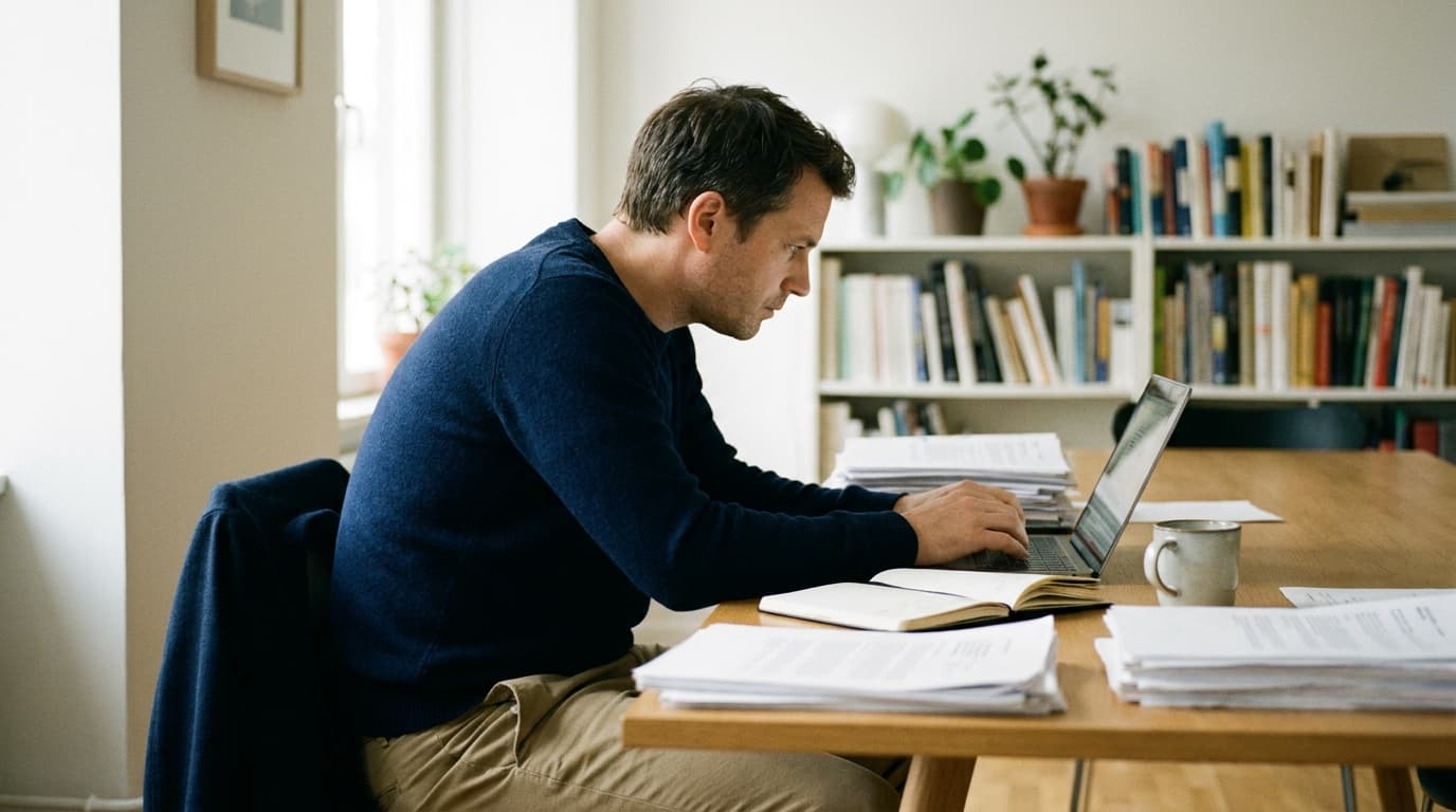 A business owner working at their desk